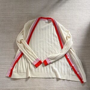 KULE Cream Cardigan with Pink & Red Trim
